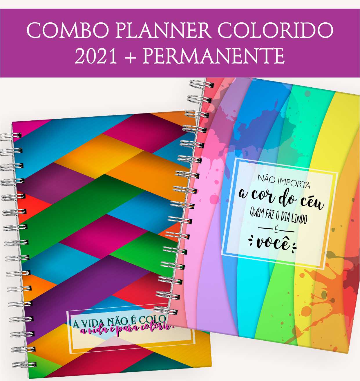 Combo Miolo Digital Planner Colorido Permanente 2021 Your Paper